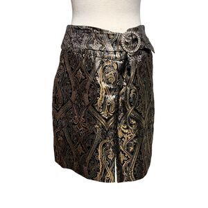 Cache Flashy Metallic Pencil Skirt Size 6